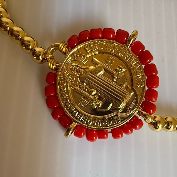 Handmade Gold-Plated San Benito Beaded Bracelet with Beads Spiritual Protection - Picture 5 of 7